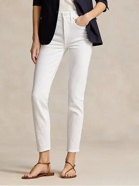 Ralph Lauren White High-Rise Super-Slim Jean Color Amesbury Wash